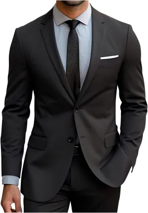 Men Slim Fit 2 Piece Suit Classic Suit for Men Two Button Notch Lapel Dress Suit Jacket Pants Tuxedo for Prom
