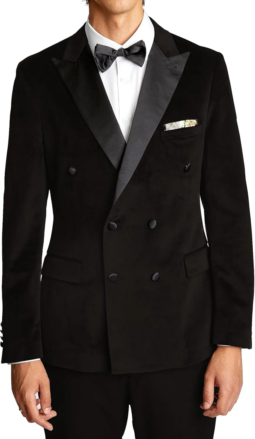 Men's 2 Piece Velvet Mens Suit Double-Breasted Slim Fit Wedding Groomsmen Tuxedos Jacket & Pants