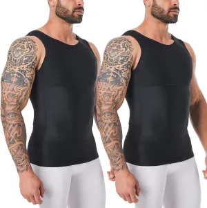 Mens Body Shaper, Compression Shapewear Vest Slimming Undershirt Tank Top, Tummy Control Chest, Hide Gynecomastia