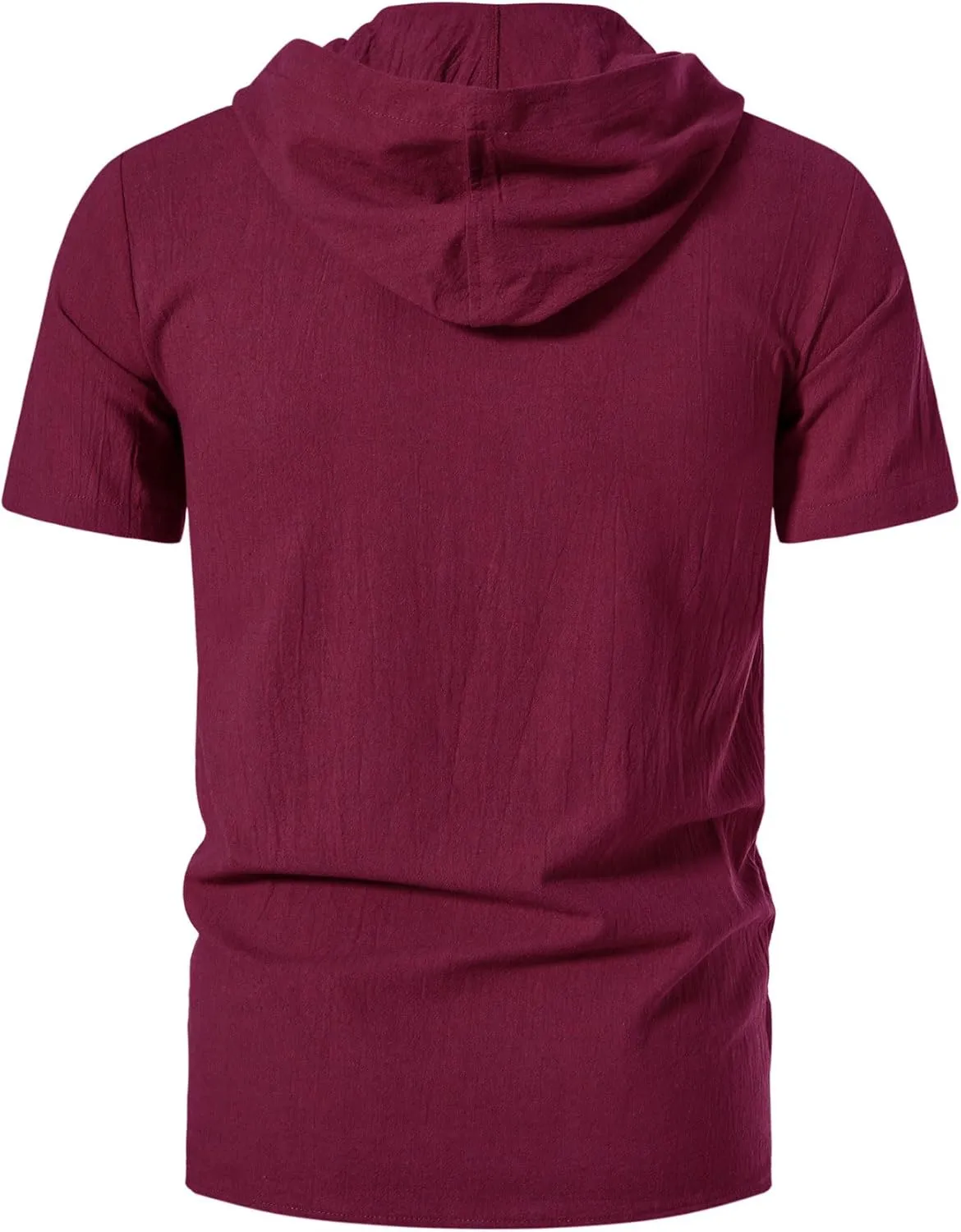 Men's Cotton Vintage Hooded Design Short Sleeve Lace up Shirts for Renaissance Pirate Viking Medieval Costume