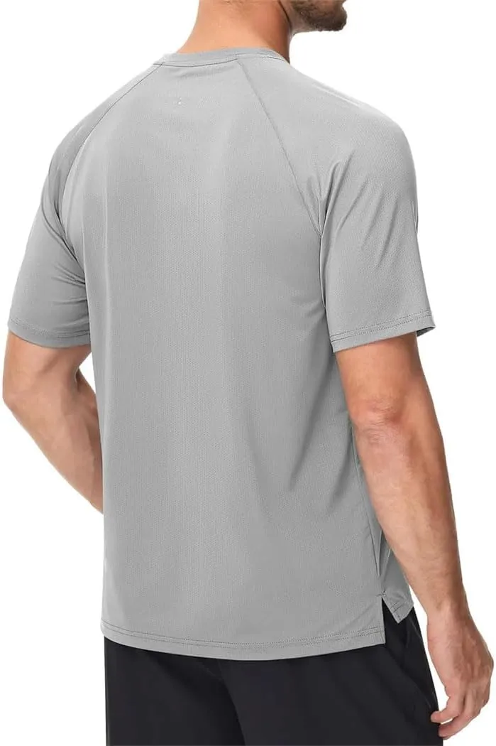 Men's Crew Neck Short Sleeve Lightweight Athletic T-Shirt Quick Dry Stretch Shirts Running Workout Gym Tee