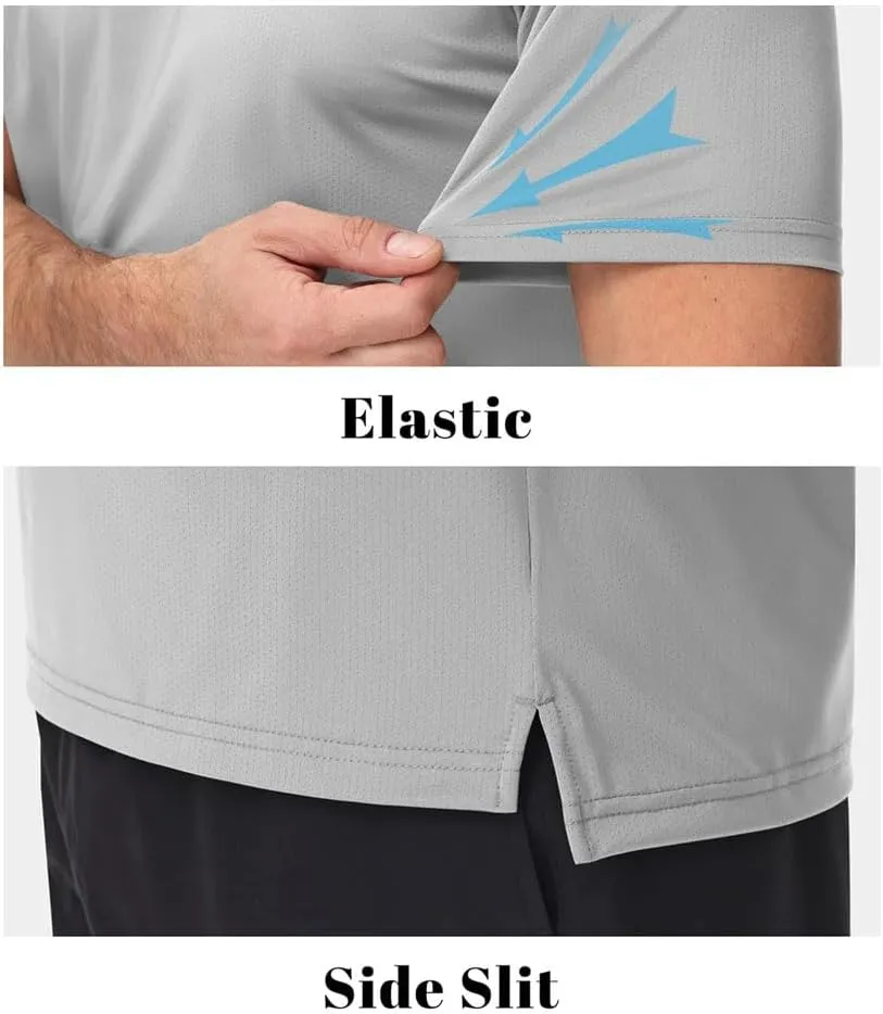Men's Crew Neck Short Sleeve Lightweight Athletic T-Shirt Quick Dry Stretch Shirts Running Workout Gym Tee