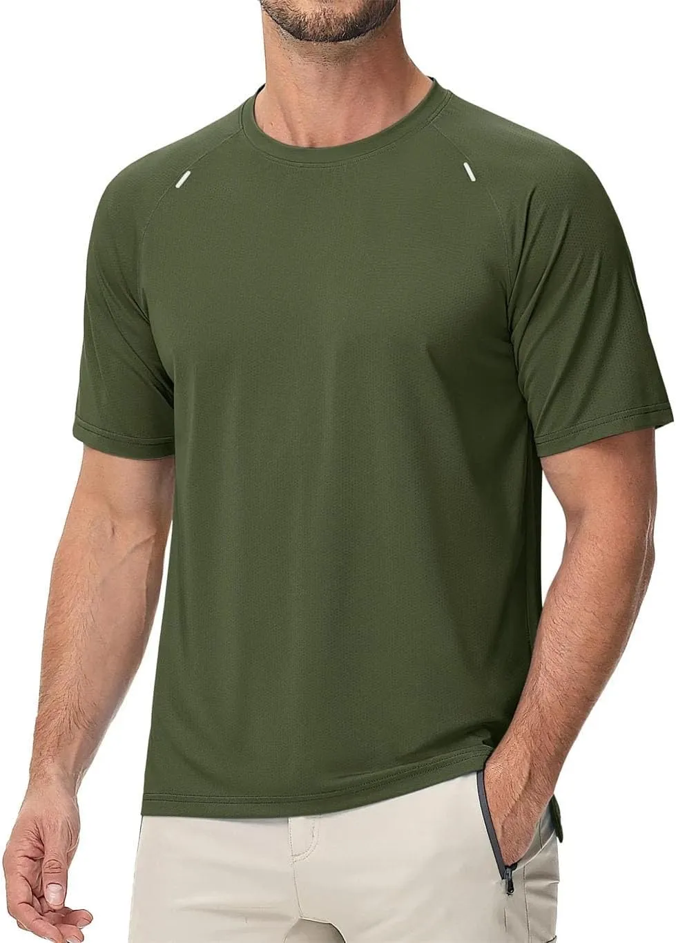 Men's Crew Neck Short Sleeve Lightweight Athletic T-Shirt Quick Dry Stretch Shirts Running Workout Gym Tee