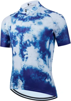 Mens Cycling Jersey 3 Rear Pockets Moisture Wicking Short Sleeve Quick Dry Reflective Biking Shirts
