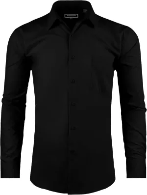 Men's Dress Shirt Regular Fit Long Sleeve Wrinkle-Resistant Business Formal Solid Button Down Shirts with Pocket