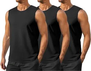Men's Gym Tank Top Quick Dry 3 Pack Sleeveless Muscle Shirts Sun Protection UPF50  Running Workout Tank Tops