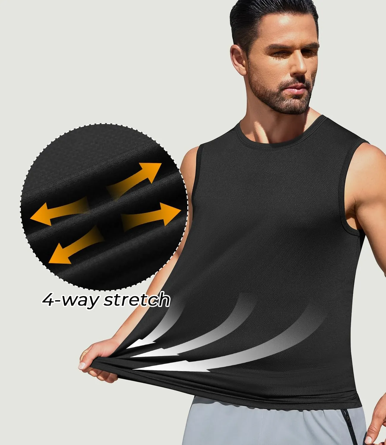 Men's Gym Tank Top Quick Dry 3 Pack Sleeveless Muscle Shirts Sun Protection UPF50  Running Workout Tank Tops