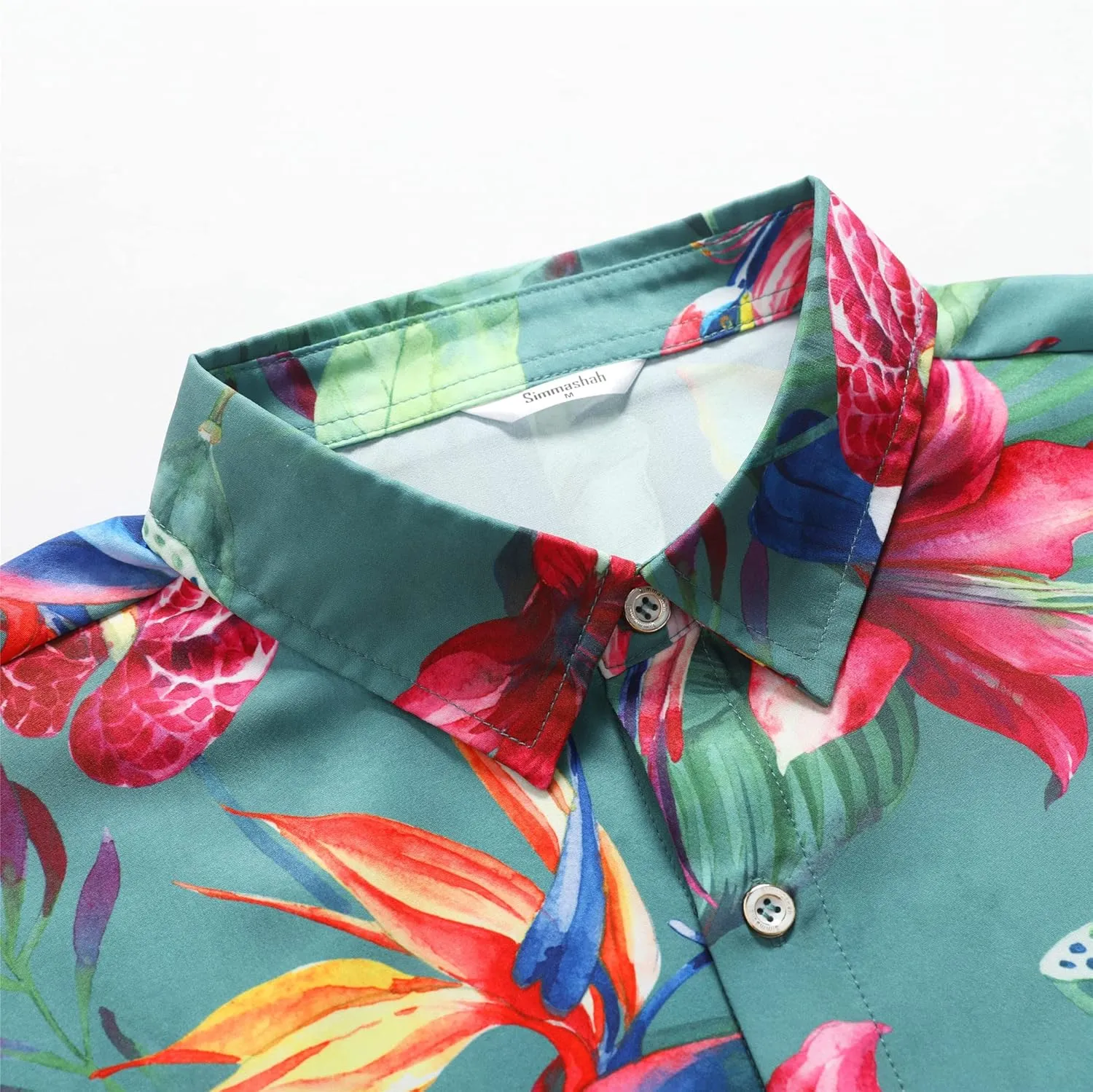 Mens Hawaiian Shirt, Short Sleeves Button Down Beach Clothing, Unisex Summer Flamingos Casual Aloha Floral Shirts
