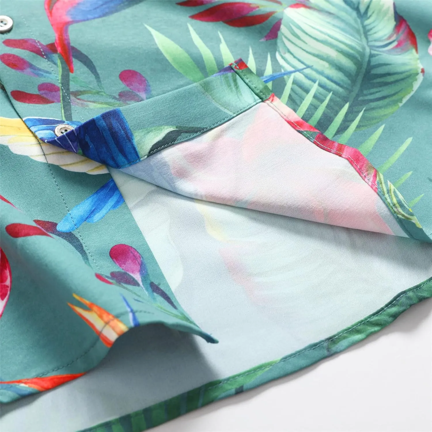 Mens Hawaiian Shirt, Short Sleeves Button Down Beach Clothing, Unisex Summer Flamingos Casual Aloha Floral Shirts