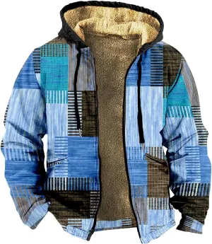 Men's Heavyweight Hoodie Full Zip Up Hooded Coat Warm Sherpa-Lined Flannel Big and Tall Plus Jacket with Pocket