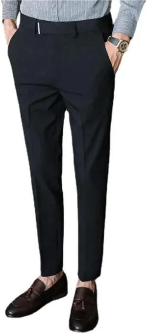 Men's Lightweight No Iron High Waist Dress Pants Stretch Casual Business Flat Front Chino Trousers