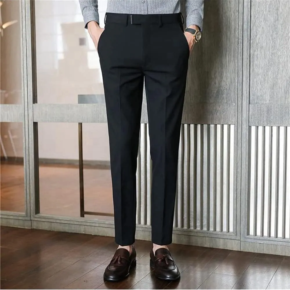 Men's Lightweight No Iron High Waist Dress Pants Stretch Casual Business Flat Front Chino Trousers