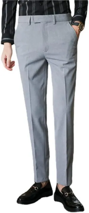 Men's Lightweight No Iron High Waist Dress Pants Stretch Casual Business Flat Front Chino Trousers