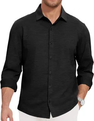 Men's Long Sleeve Casual Button Down Shirts Untucked Shirts for Men Business Stretch Wrinkle Free Dress Shirt