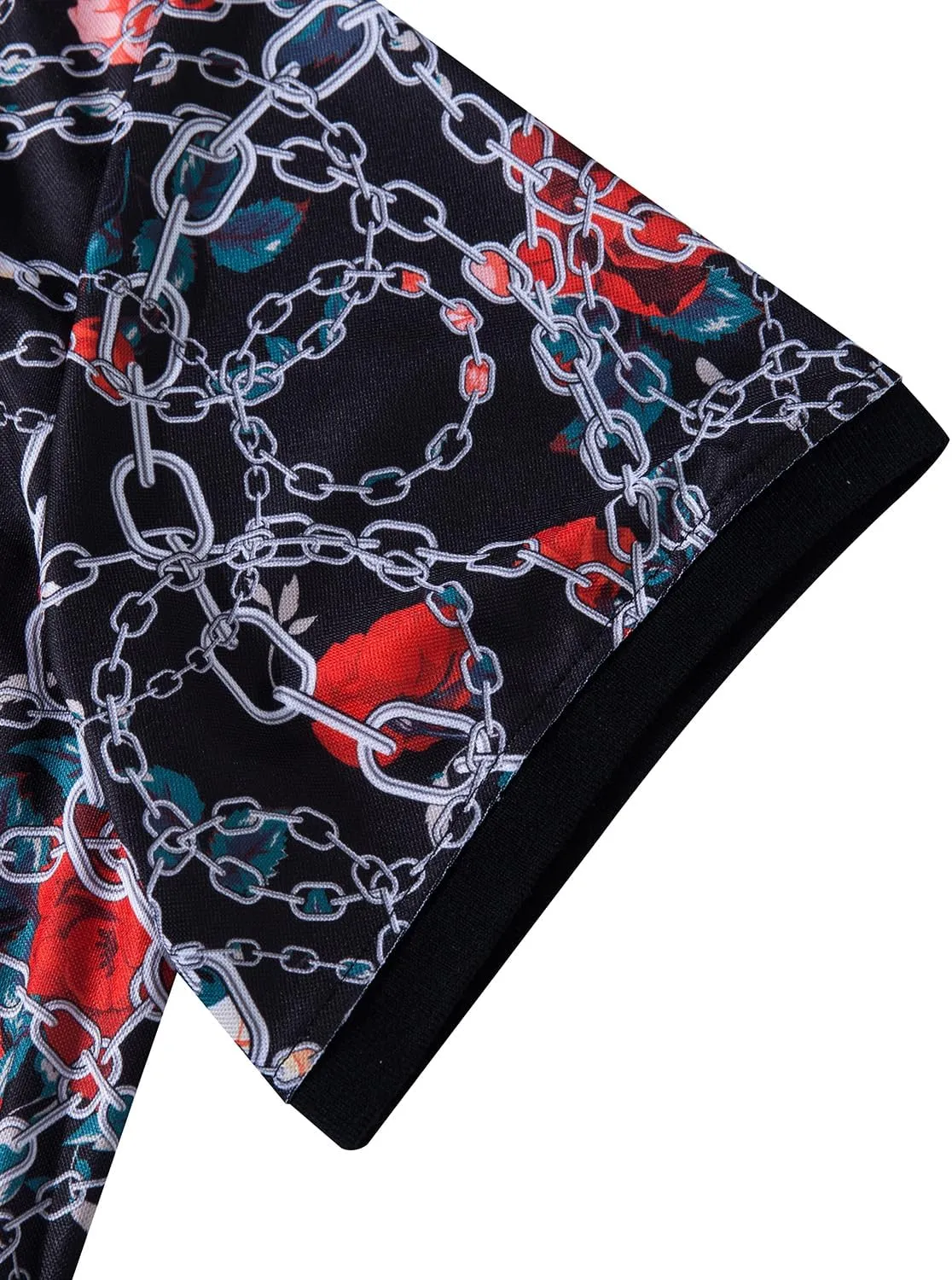Mens Luxury Polo Shirts Black Gold Short Sleeve Baroque Chain Print Casual Wicking Golf Flower T-Shirt
