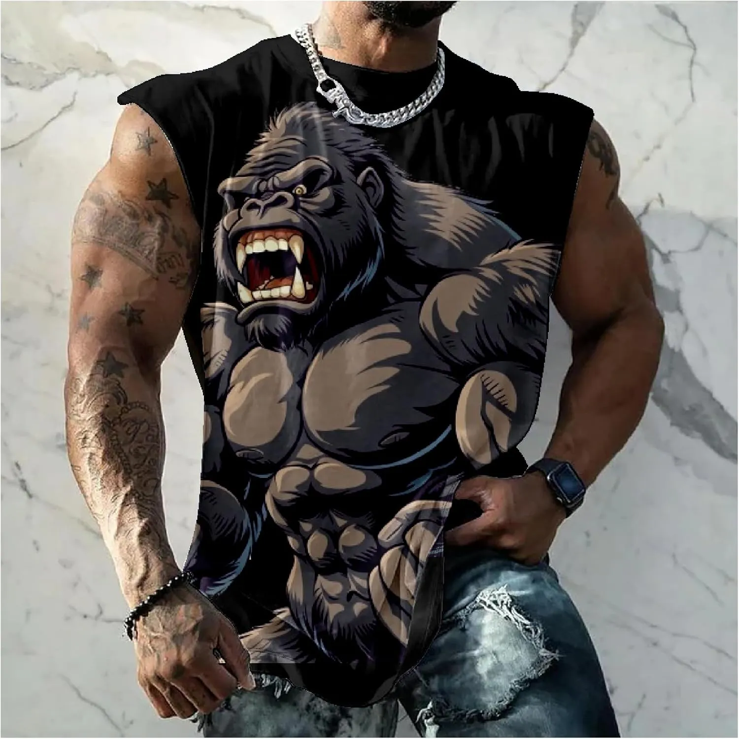 Mens Muscle Tank Top Workout Tee Sleeveless Shirt Summer Loose Quick Dry Casual Cool Crew Neck Gym Tank Tops for Men