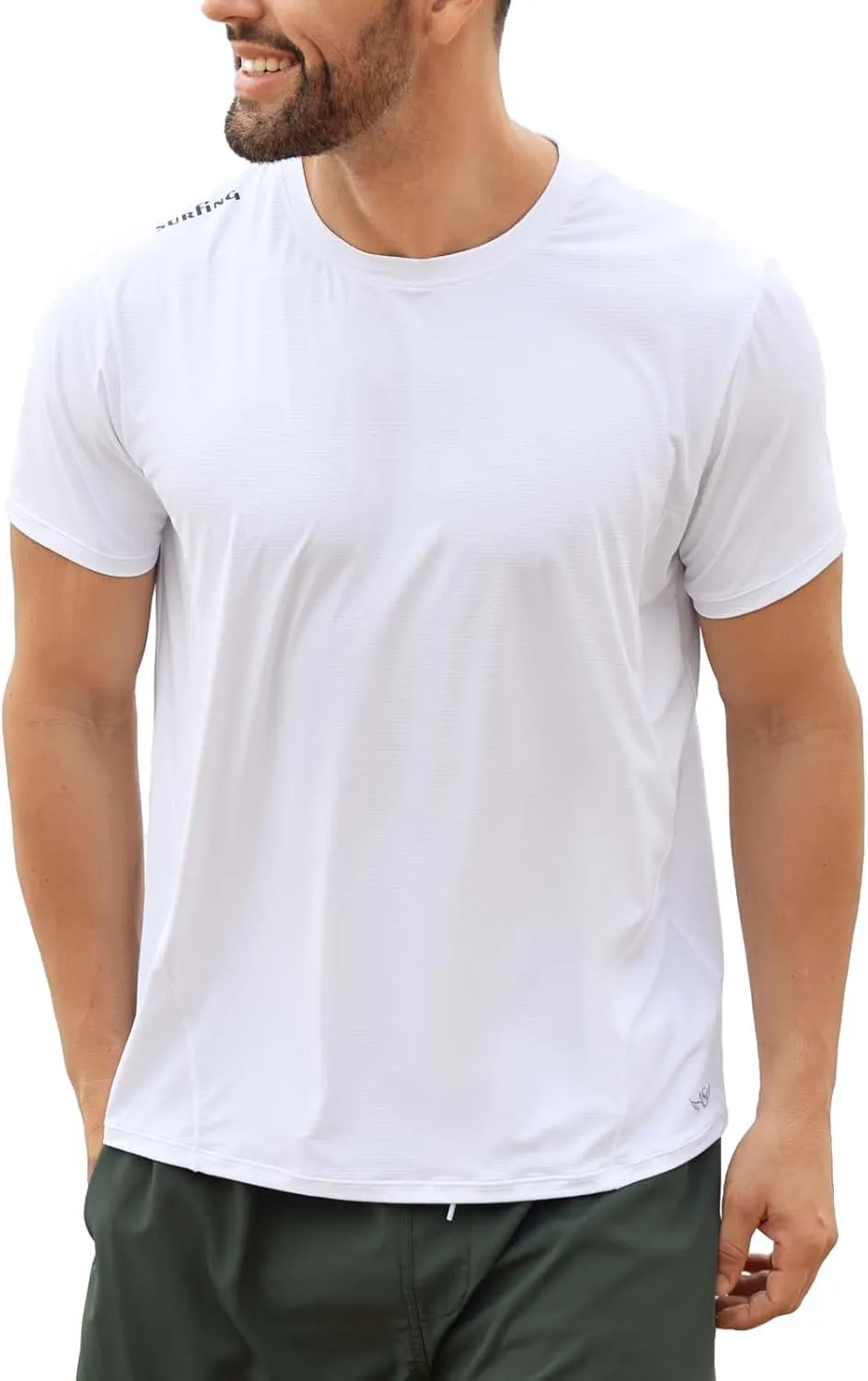 Men's Rash Guard Swim Shirts UPF 50  Short Sleeve Fishing Quick Dry Beach-Recommended Larger one