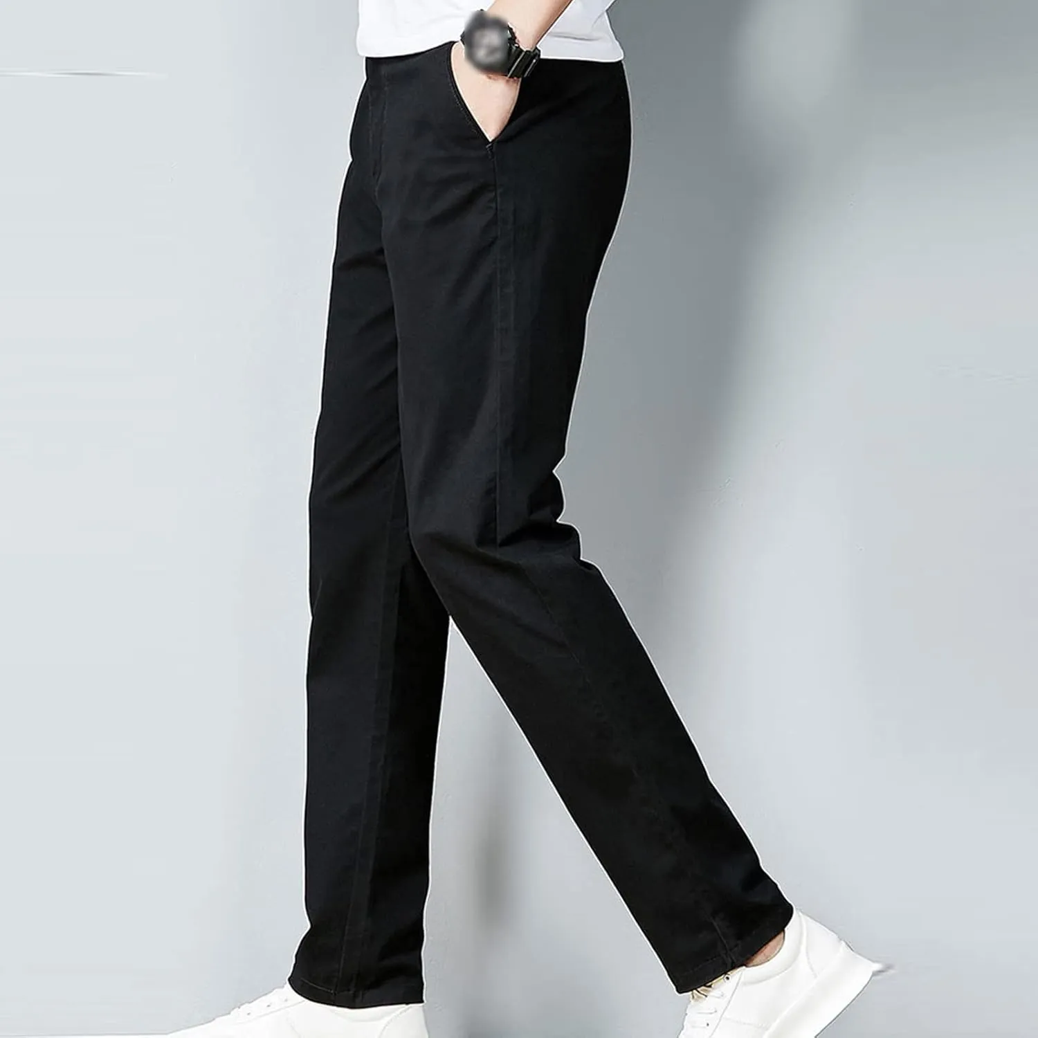 Men's Slim Fit Flat Front Pants Classic Stretch Dress Business Suit Pant Casual Straight Fit Chino Golf Pant