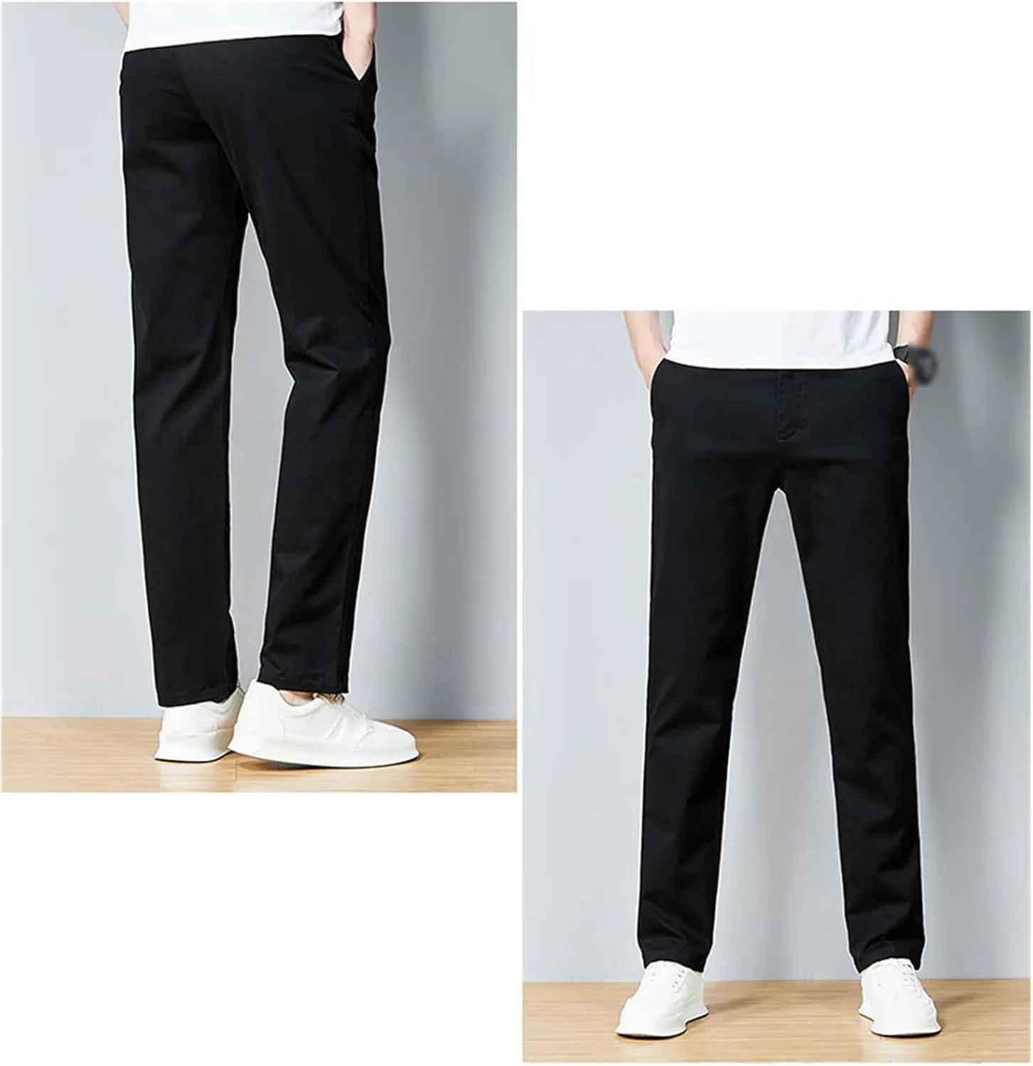 Men's Slim Fit Flat Front Pants Classic Stretch Dress Business Suit Pant Casual Straight Fit Chino Golf Pant
