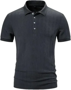 Men's Striped Golf Polos Shirts Solid Color Short Sleeve Lightweight T Shirt Summer Casual Quick Dry Tops