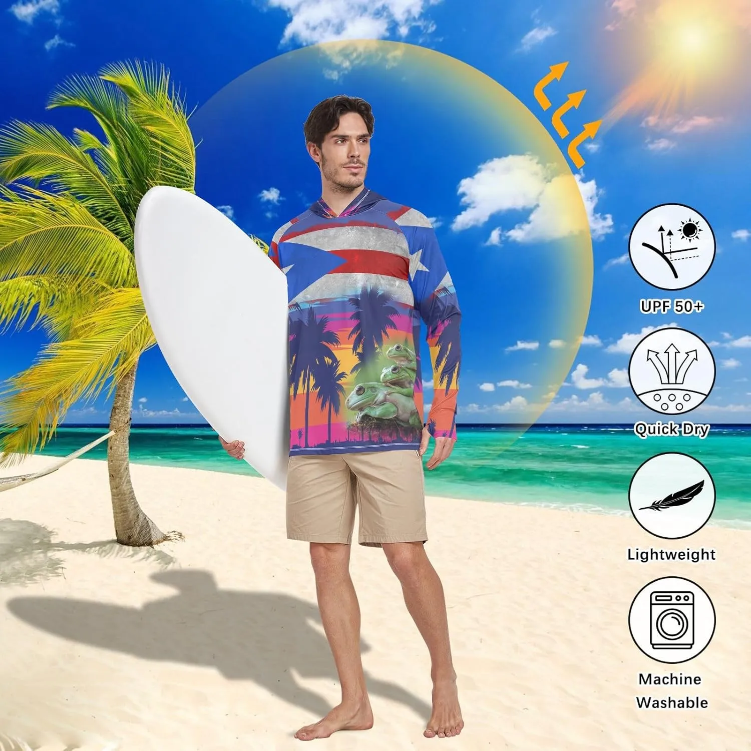 Men's UPF 50  Sun Protection Hoodie Shirt with Long Sleeve SPF Fishing Outdoor UV Protection Lightweight Shirts