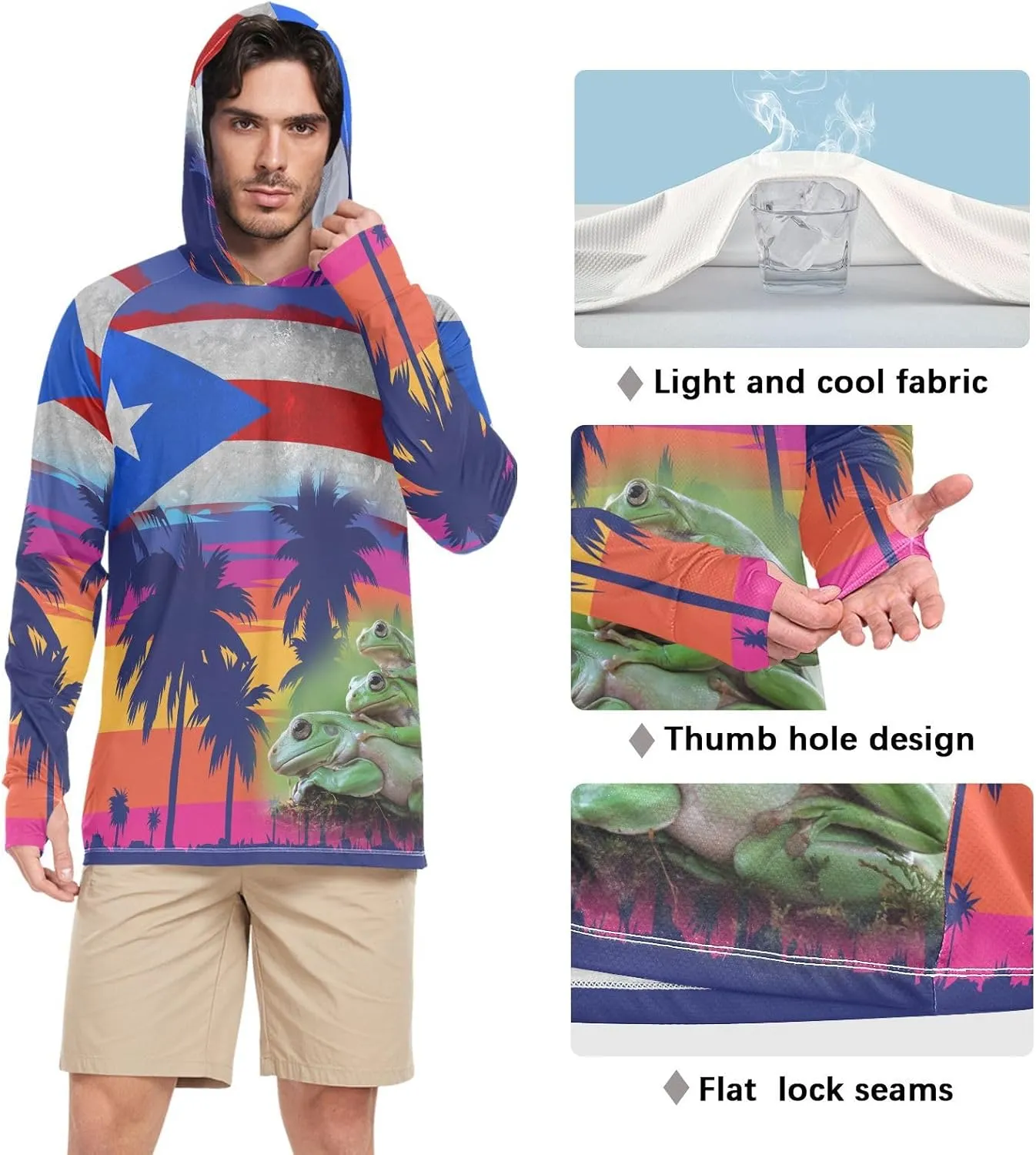 Men's UPF 50  Sun Protection Hoodie Shirt with Long Sleeve SPF Fishing Outdoor UV Protection Lightweight Shirts