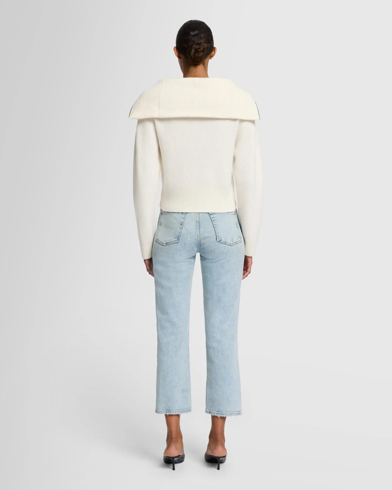 Merino Half Zip Sweater in Off White