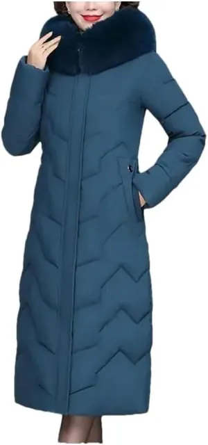 Middle-Aged Mother Winter Jacket Puffer Coat Down Cotton Padded Clothes Women Long Hooded Collar Parkas