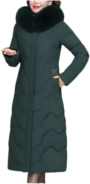 Middle-Aged Mother Winter Jacket Puffer Coat Down Cotton Padded Clothes Women Long Hooded Collar Parkas