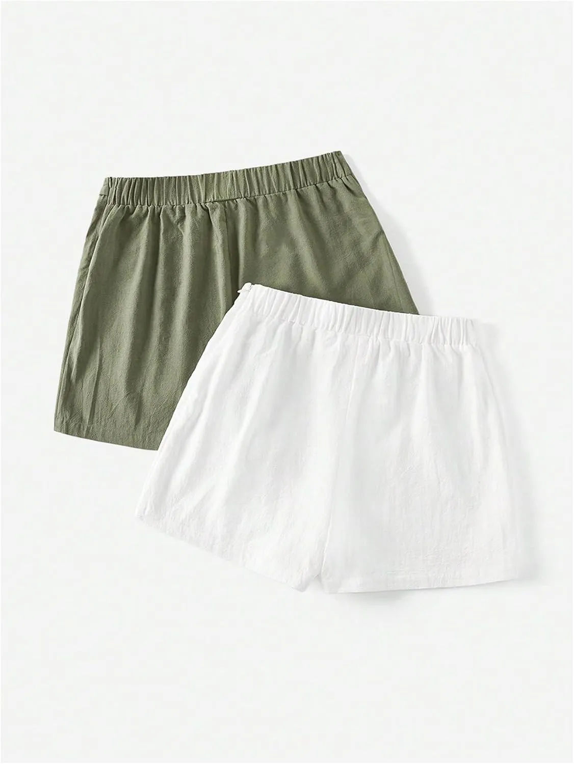Milumia Women's 2 Pack Bowtie Side Wrap Skort Elastic Waist Solid Linen Shorts