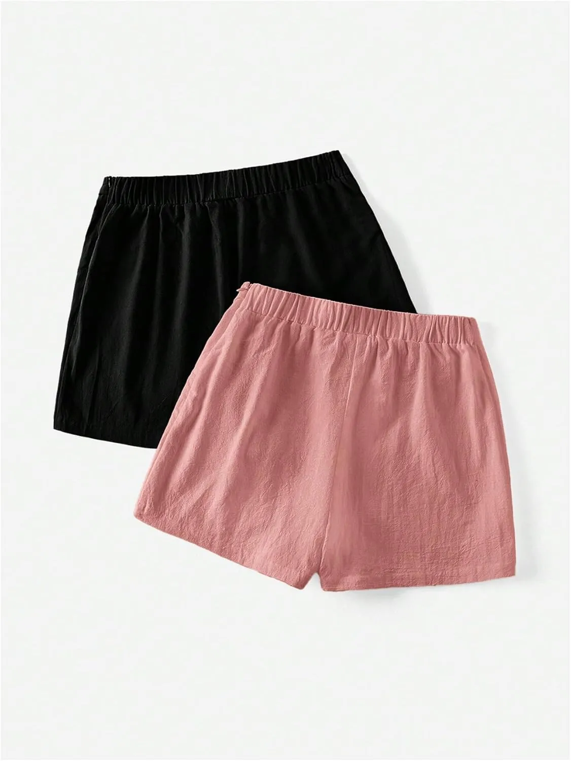 Milumia Women's 2 Pack Bowtie Side Wrap Skort Elastic Waist Solid Linen Shorts