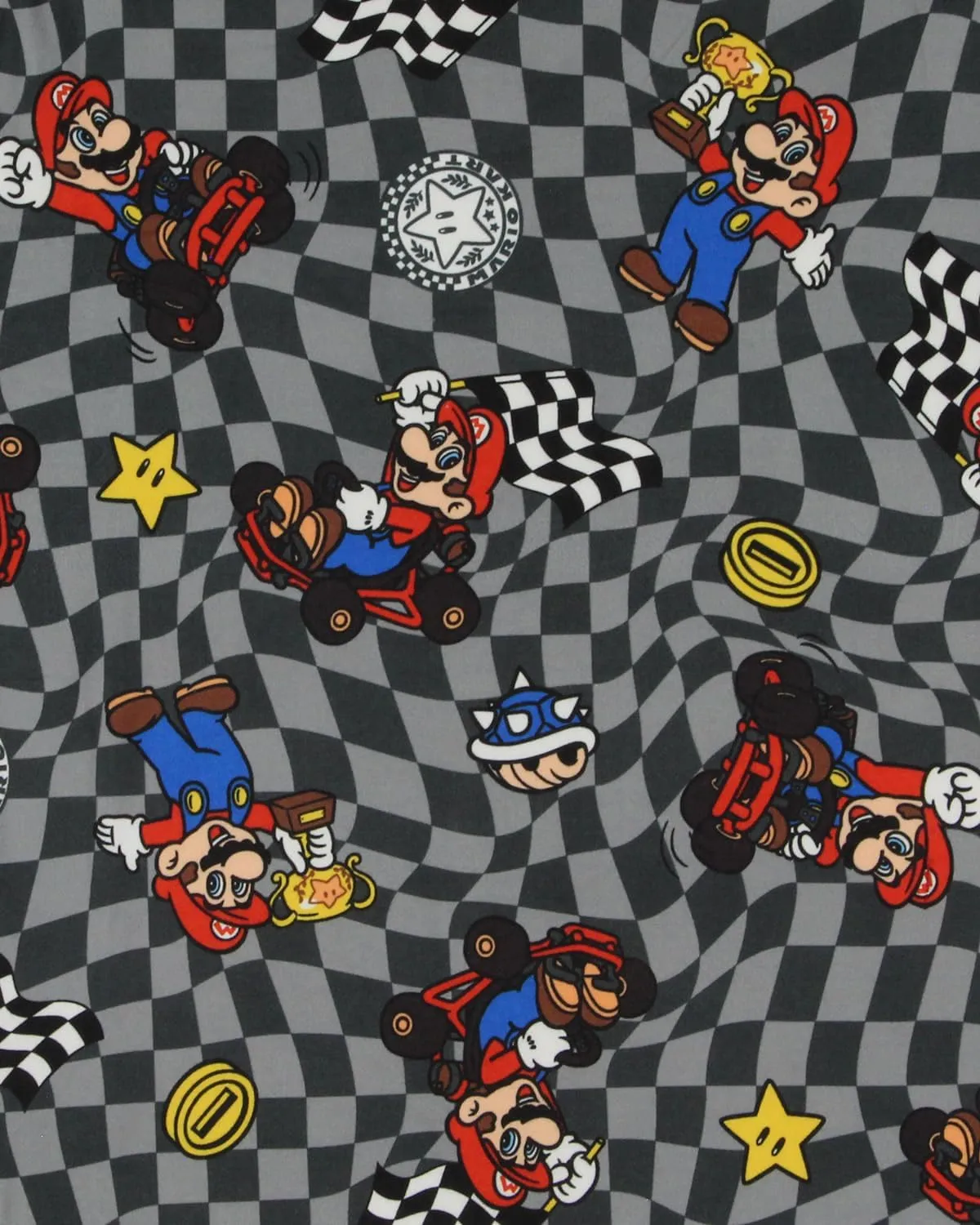 MJC Super Mario Kart Men's Mario Champion Checkered Pajama Pants Adult Sleepwear, Grey