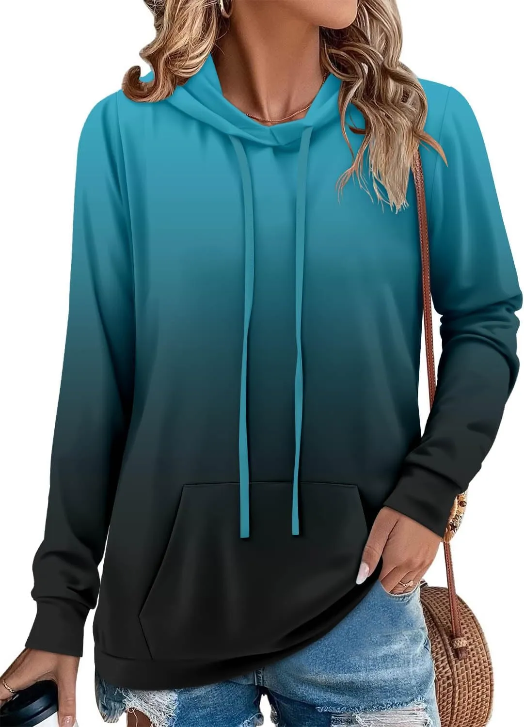 MODARANI Womens Pullover Hoodie Sweatshirts Casual Tunic Tops Kangaroo Pocket Shirts Tie Dye&Floral Print