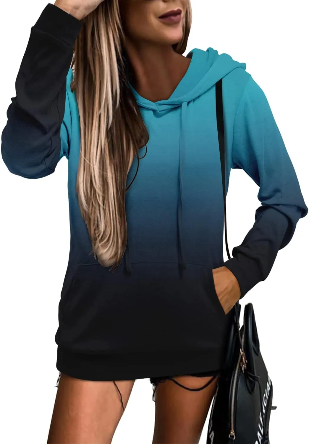 MODARANI Womens Pullover Hoodie Sweatshirts Casual Tunic Tops Kangaroo Pocket Shirts Tie Dye&Floral Print