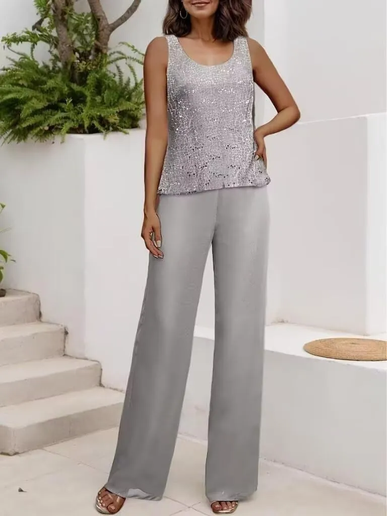 Mother of The Bride Pant Suits Grandmother Groom Dresses Women's Outfit Chiffon Lace Jumpsuit