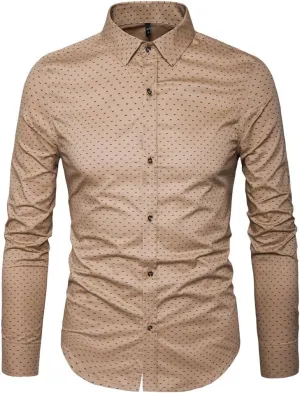 MUSE FATH Men's Printed Cotton Casual Long Sleeve Regular Fit Dress Shirt