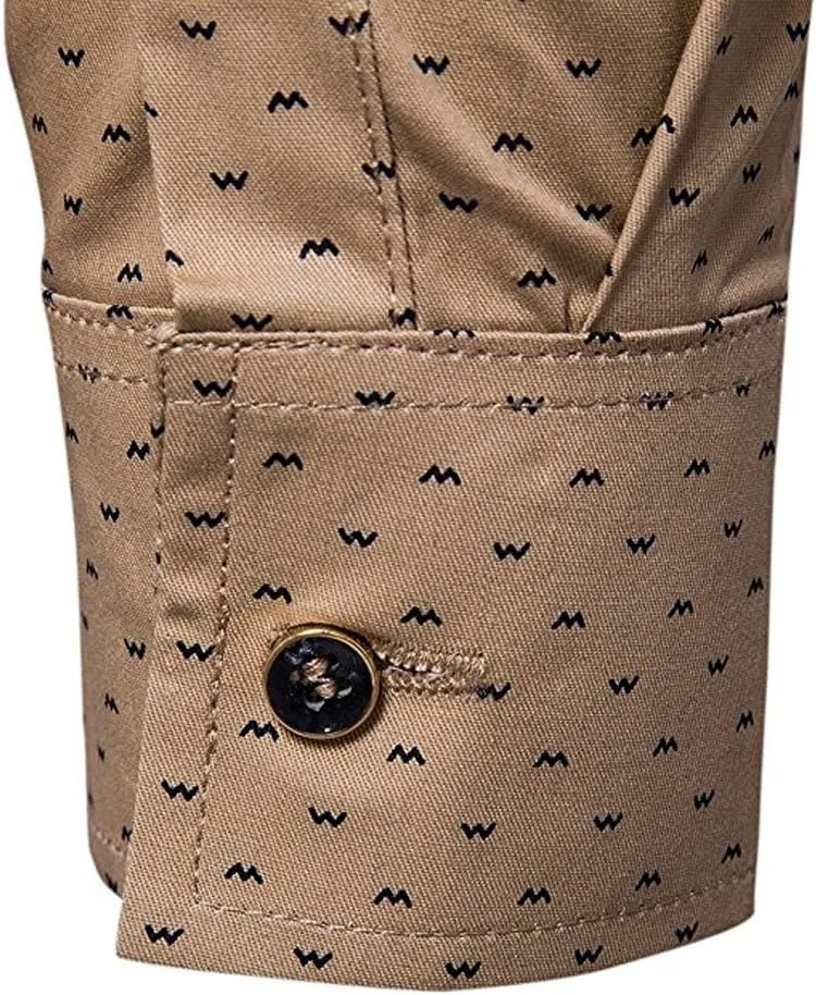MUSE FATH Men's Printed Cotton Casual Long Sleeve Regular Fit Dress Shirt