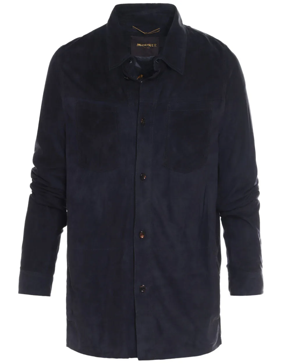 Navy Bobbio Lambskin Suede Shirt Jacket