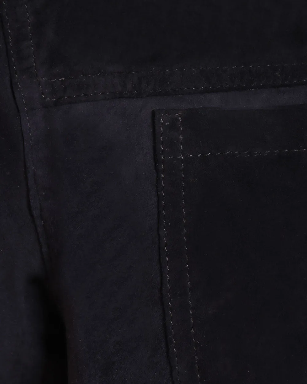 Navy Bobbio Lambskin Suede Shirt Jacket