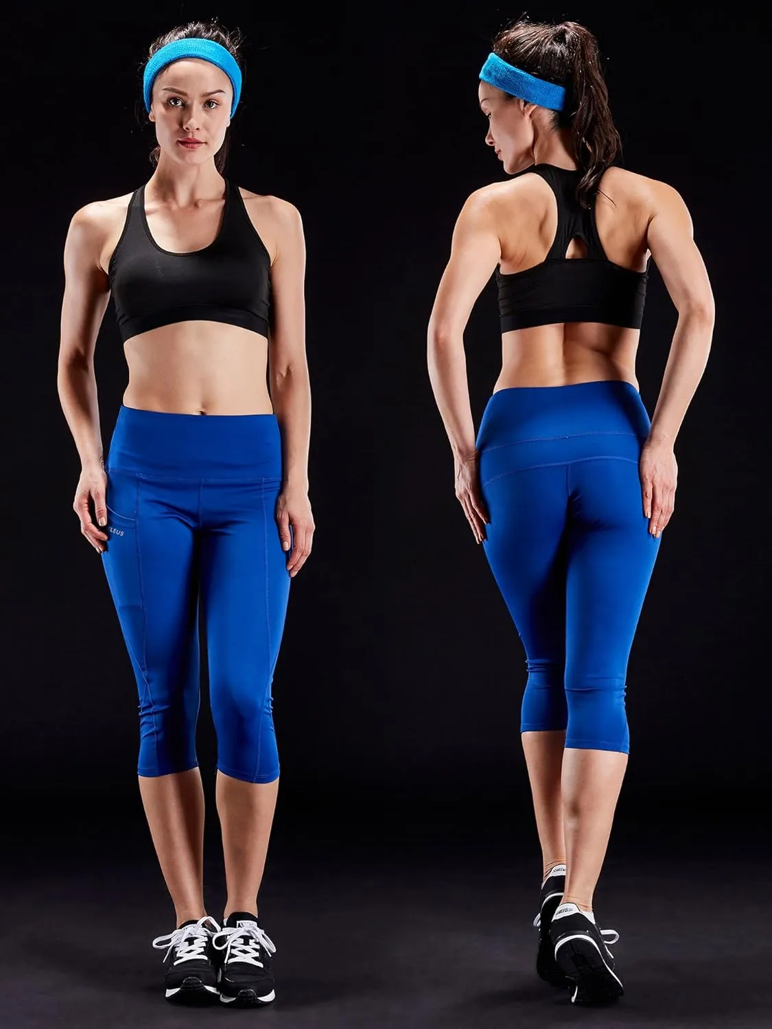NELEUS Women's Tummy Control High Waist Capri Running Leggings Yoga Pants with Pocket
