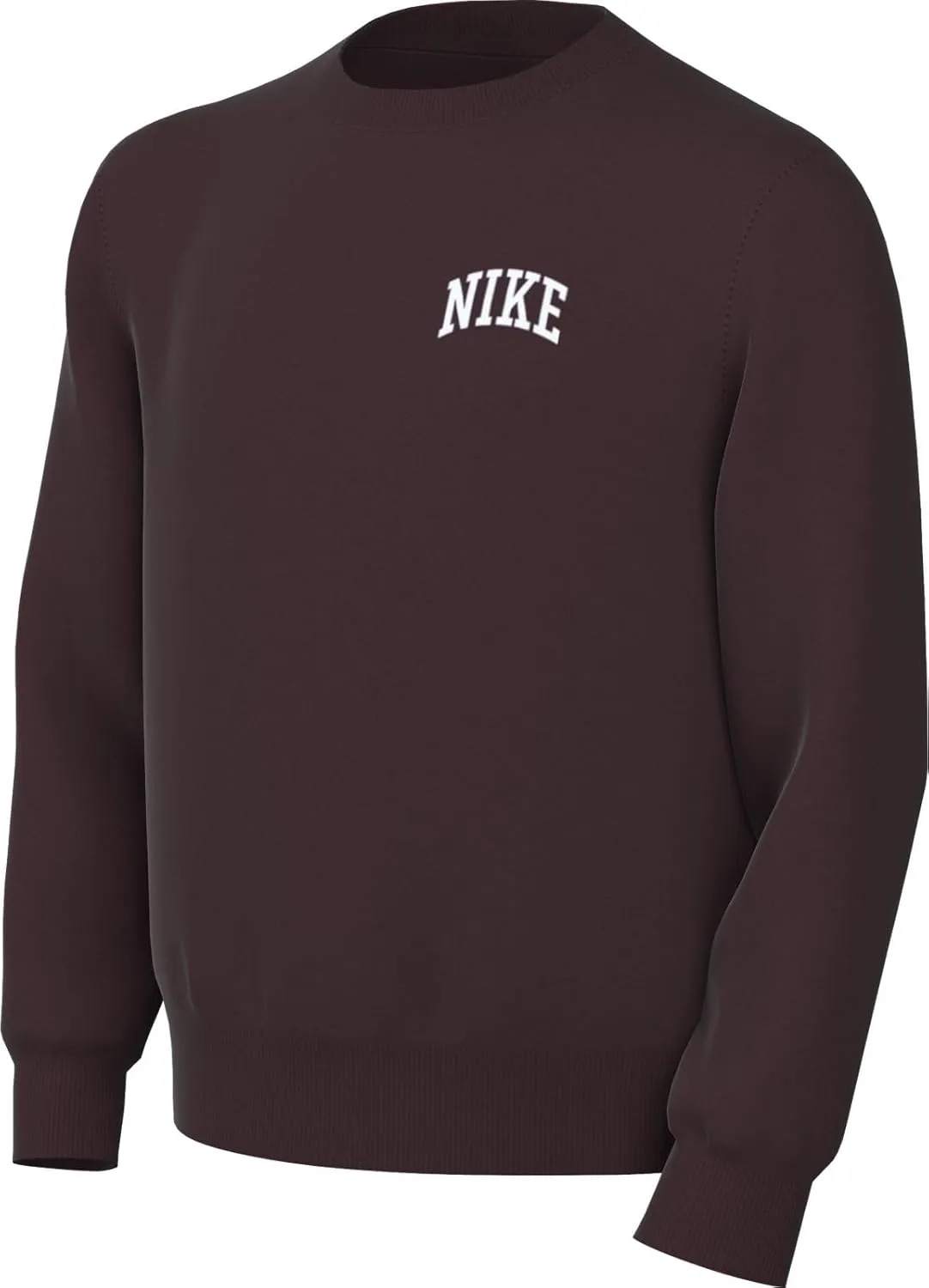Nike Sportswear Club Big Kids' French Terry Crew-Neck Sweatshirt (HJ3144-652, Burgundy Crush/White)