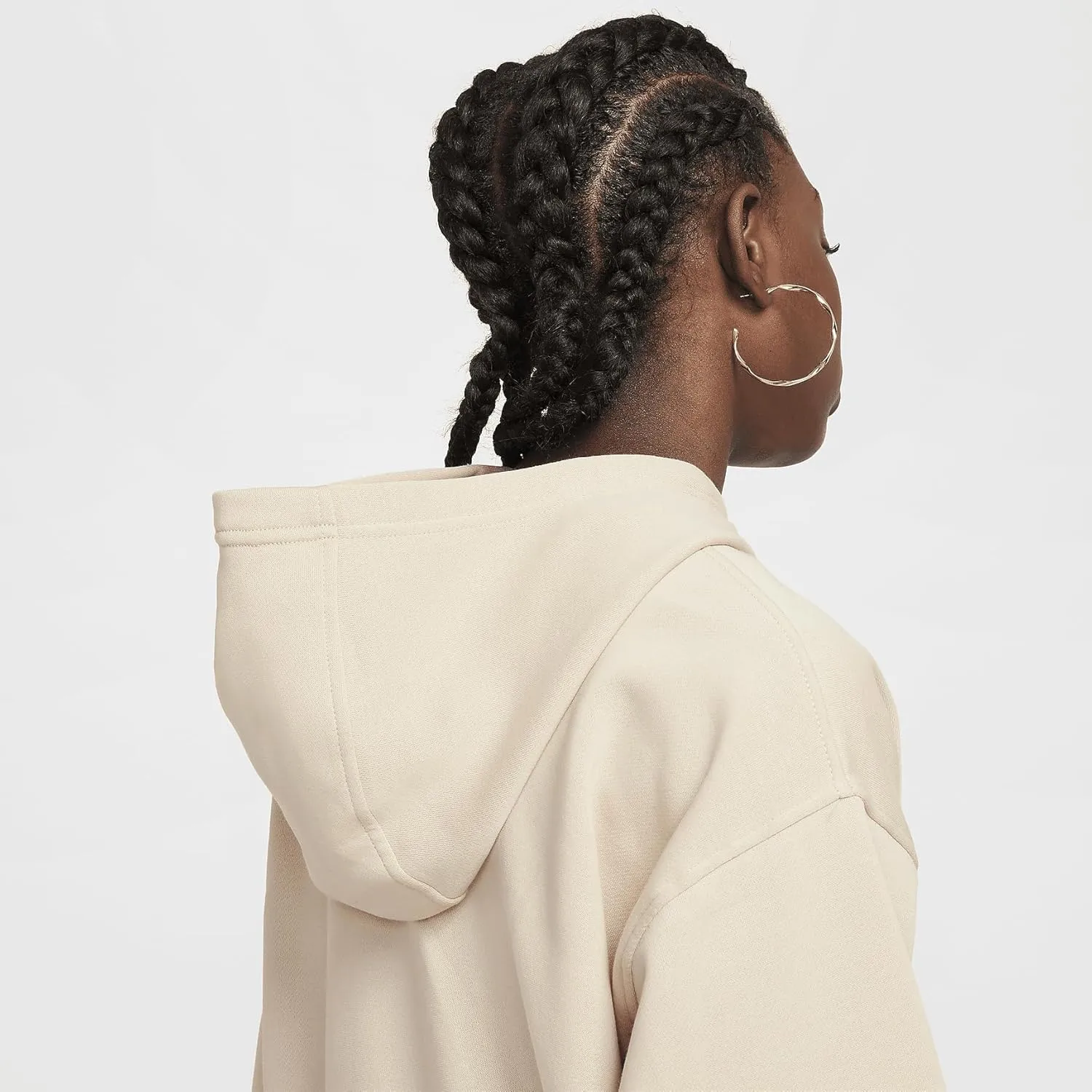 Nike Sportswear Club Fleece Big Kids' Oversized Pullover Hoodie (FZ5579-126, Sanddrift/White)