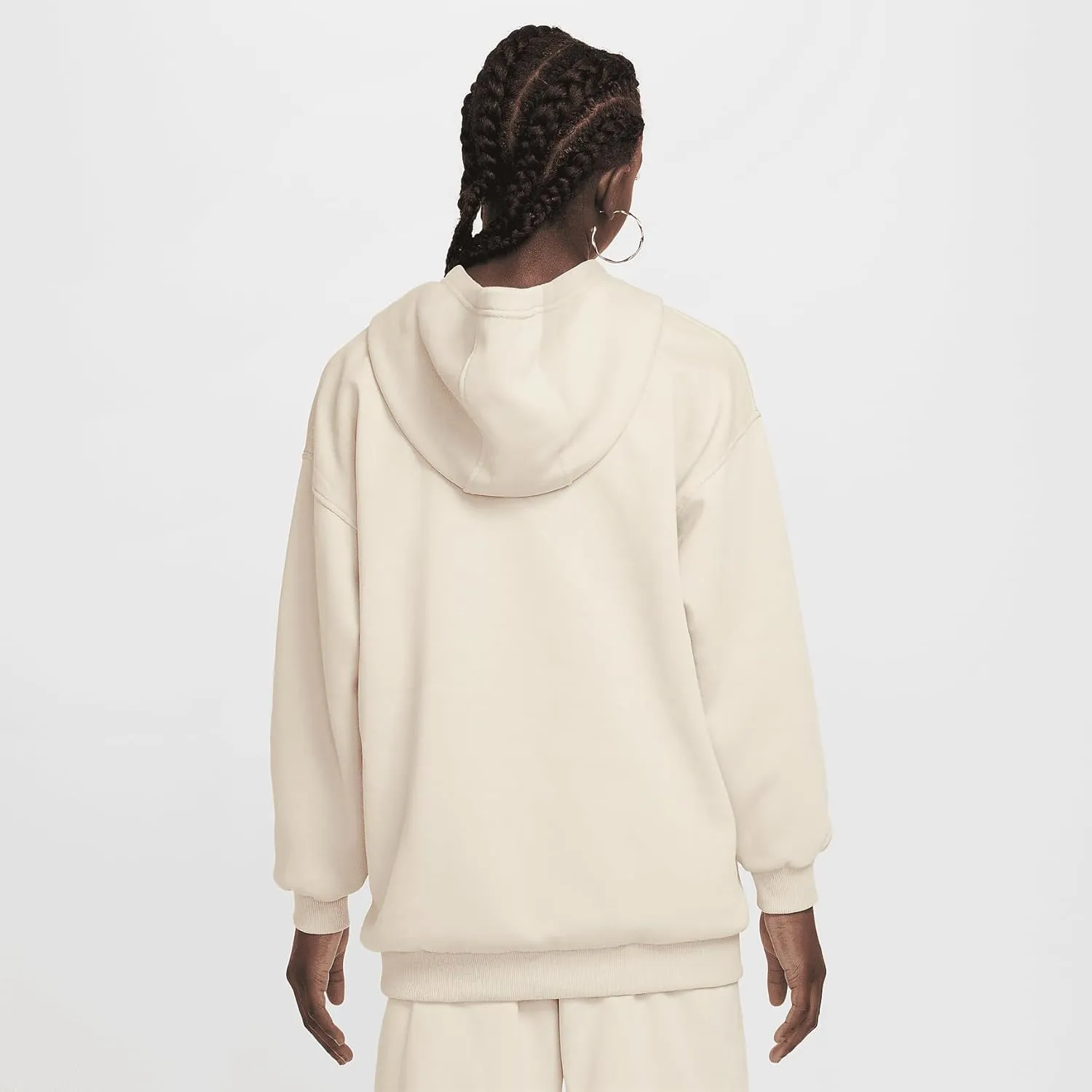 Nike Sportswear Club Fleece Big Kids' Oversized Pullover Hoodie (FZ5579-126, Sanddrift/White)