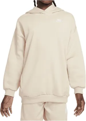 Nike Sportswear Club Fleece Big Kids' Oversized Pullover Hoodie (FZ5579-126, Sanddrift/White)