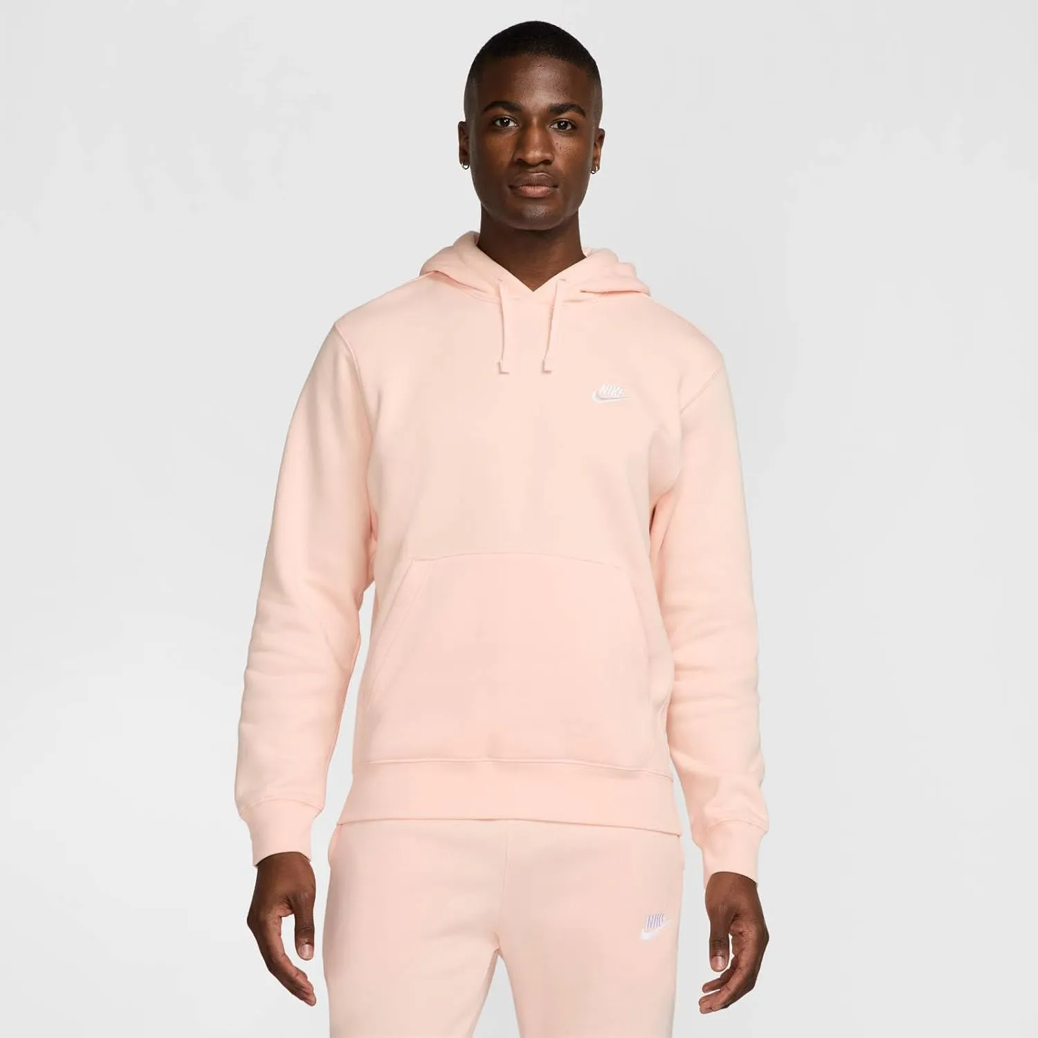 Nike Sportswear Club Fleece Pullover Hoodie (BV2654-664, Washed Coral/Washed Coral/White)