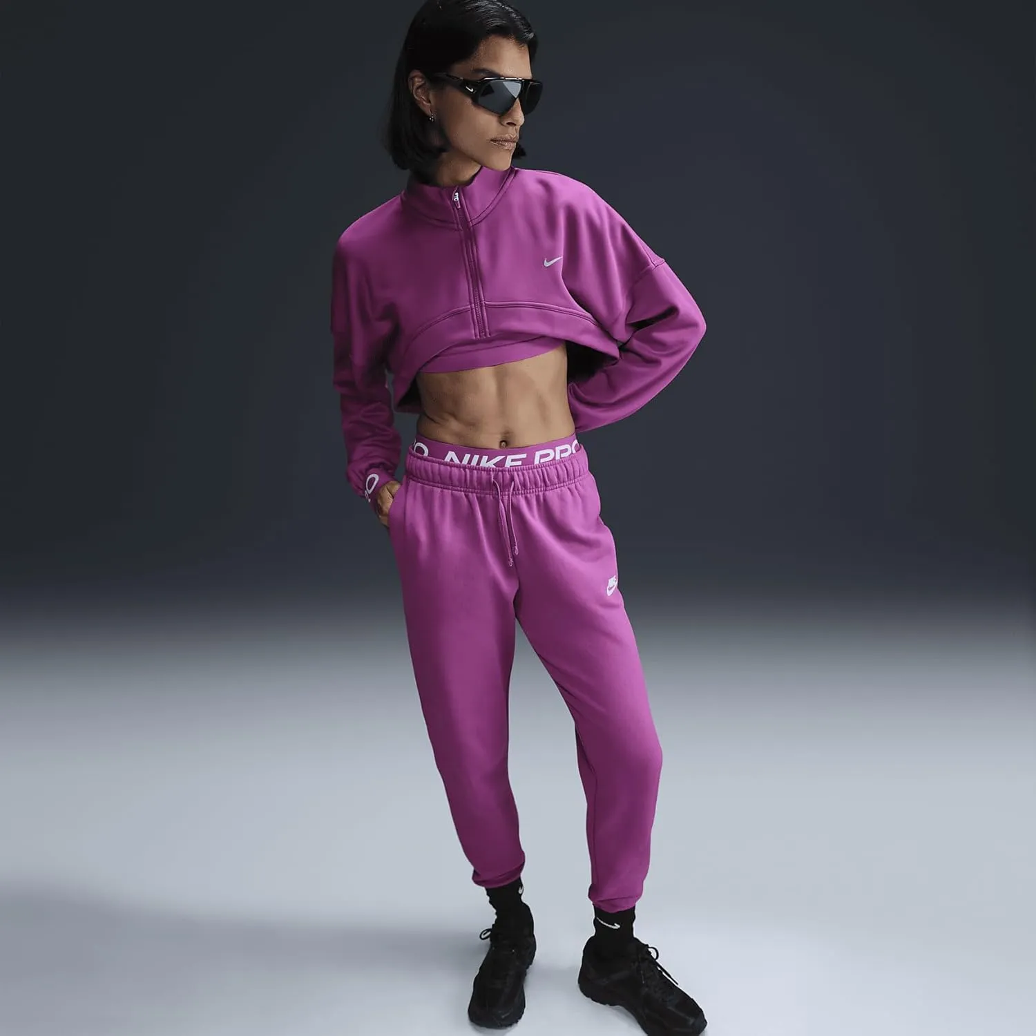 Nike Sportswear Club Fleece Women's Mid-Rise Joggers (DQ5191-518, Hot Fuchsia/White)