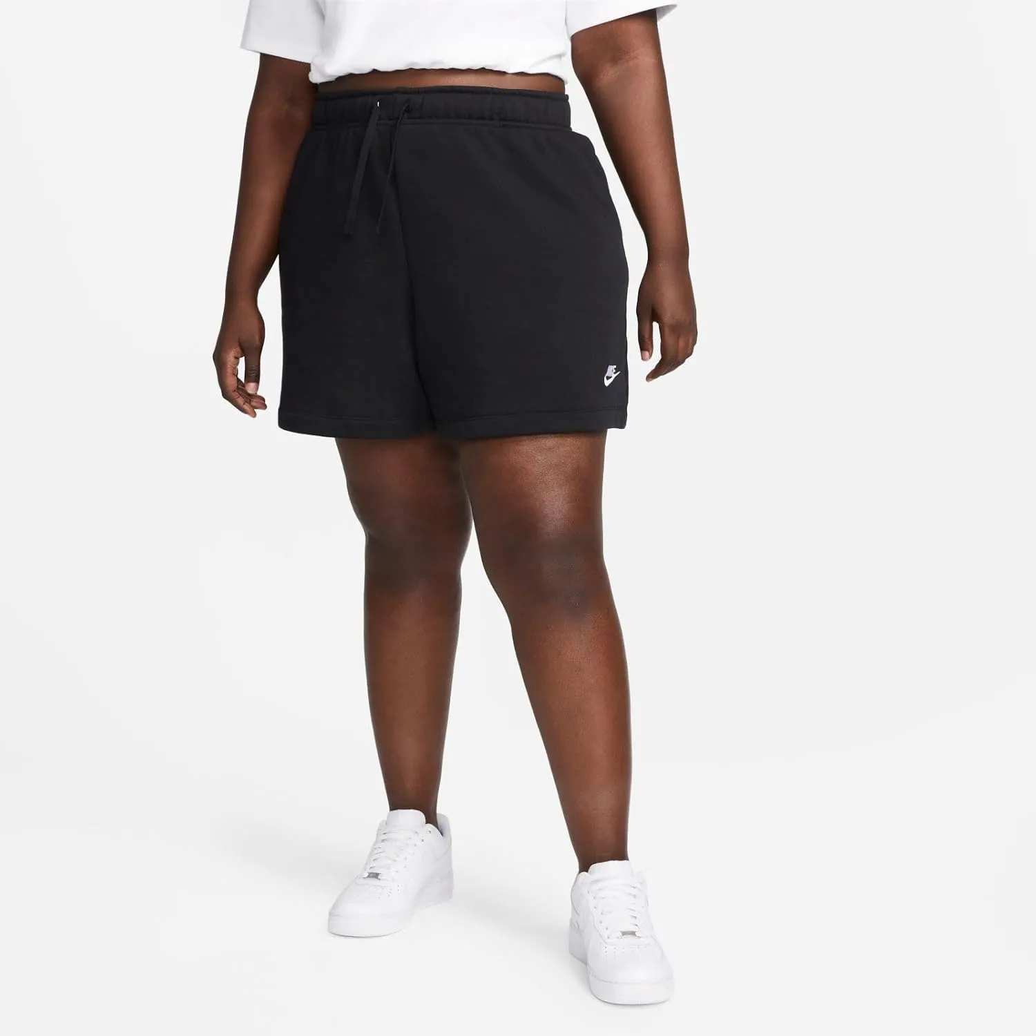 Nike Sportswear Club Fleece Women's Mid-Rise Shorts (Plus Size) (DV5086-010, Black/White)