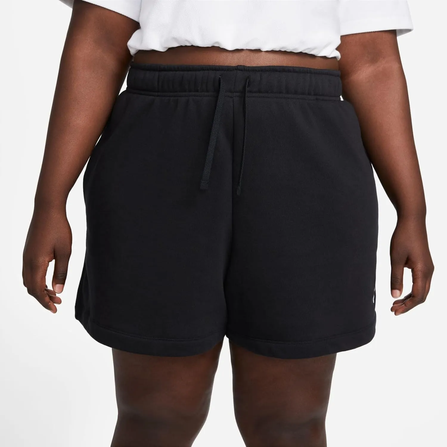 Nike Sportswear Club Fleece Women's Mid-Rise Shorts (Plus Size) (DV5086-010, Black/White)