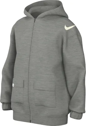 Nike Sportswear Girls' Dri-FIT Oversized Fleece Hoodie (FZ5549-063, Dark Grey Heather)