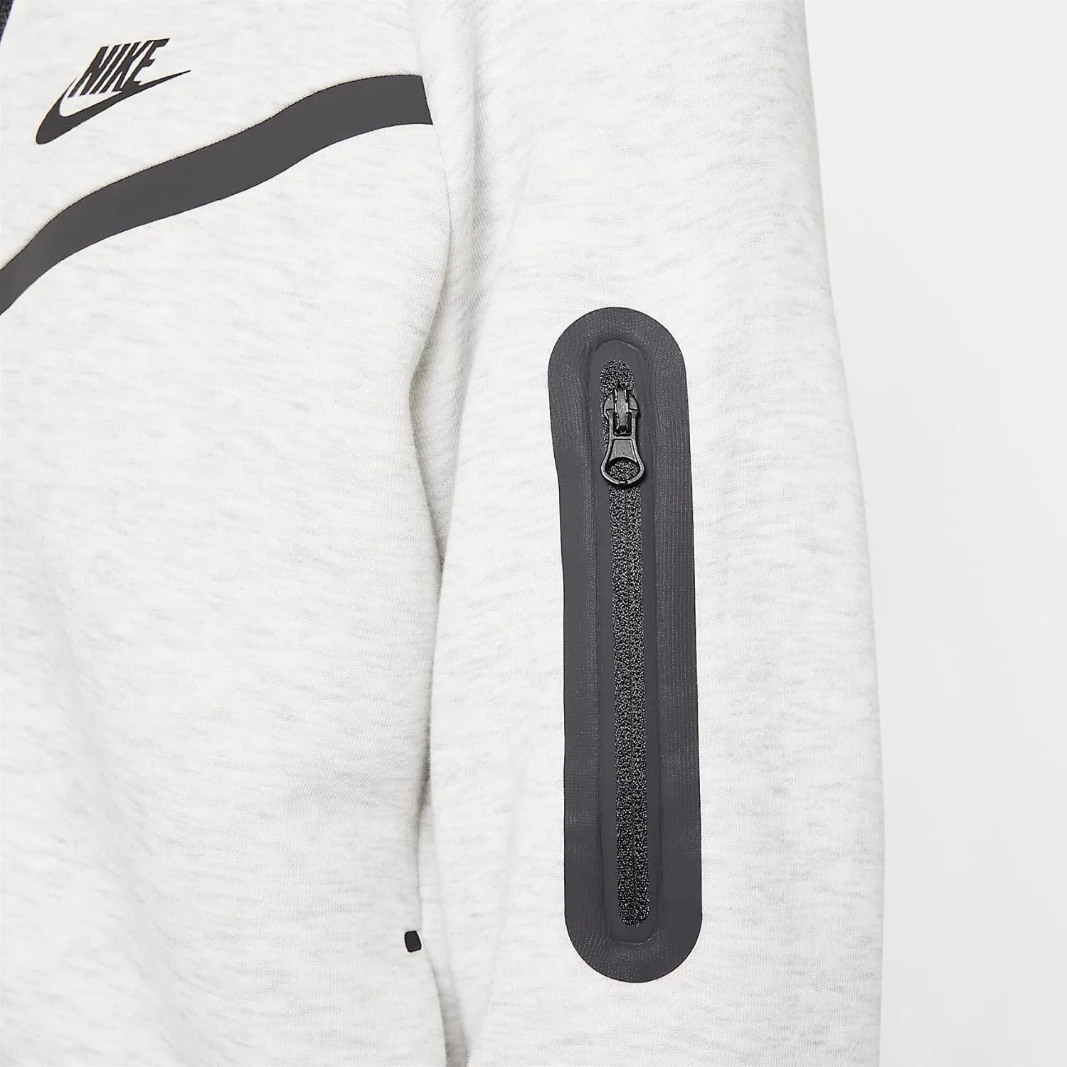 Nike Sportswear Tech Fleece Girls' Full-Zip Hoodie (HV8695-013, Light Grey/Heather/Black/Black)